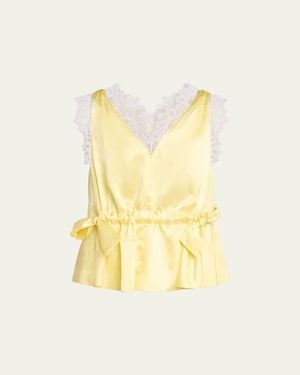 3.1 Phillip Lim Sleeveless Satin V-Neck Top - Yellow