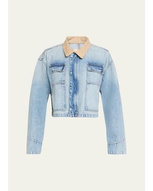 SLVRLAKE Denim Conner Cropped Denim Work Jacket - Blue