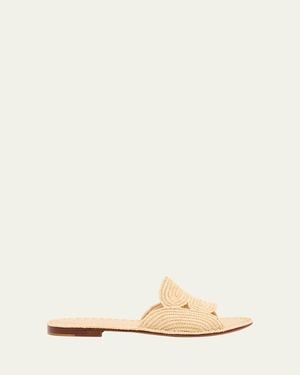Carrie Forbes Terre Raffia Flat Slide Sandals - Natural