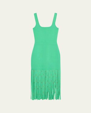 Jonathan Simkhai Romelia Fringe Knit Midi Dress - Green