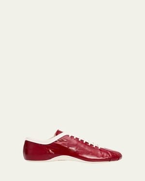 Dries Van Noten Leren Glossy Eel-Effect Leather Slim Sneakers - Pink