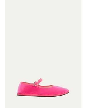 Vibi Venezia Velvet Mary Jane Ballerina Flats - Pink