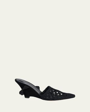 Jacquemus 80Mm Les Espadrilles Ankle-Tie Wedge Mules - White