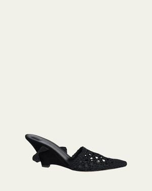 Jacquemus 80Mm Les Espadrilles Ankle-Tie Wedge Mules - White
