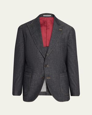 Brunello Cucinelli Denim Single-Breasted Sport Coat - Gray