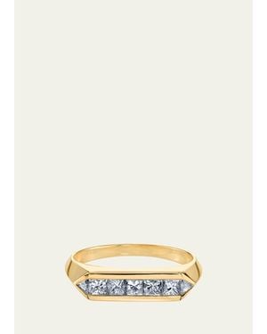 Lizzie Mandler 18K Trillion Princess Diamond Chevron Band Ring - Natural