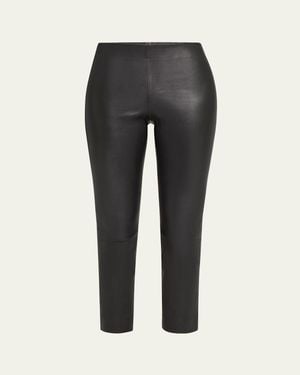 Vince Cropped Leather Leggings - Black