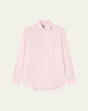 Loro Piana Andre Long-Sleeve Linen Shirt - Pink