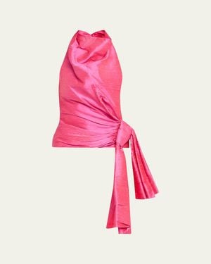 Christopher John Rogers Silk Sarong Top - Pink