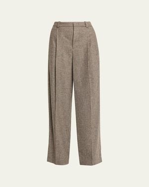 Vince Houndstooth Wool-Blend Pants - Natural