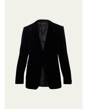 Tom Ford Wool-Silk Velvet Cocktail Jacket - Black
