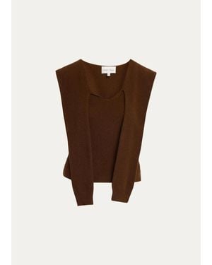 Cara Cara Ember Fitted V-Neck Combo Top - Brown
