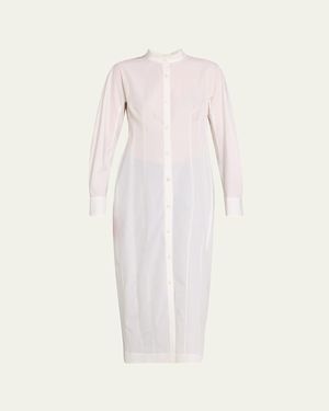 Ashlyn Aislinn Button Down Cotton Shirt Dress - Natural
