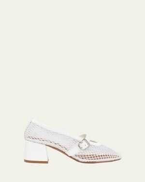 Alaïa 55Mm Fishnet Ballerina Pumps - Natural