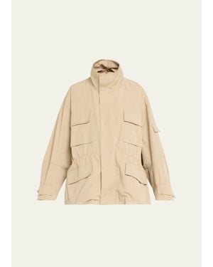 Plan C Oversized Nylon Utility Jacket - Natural