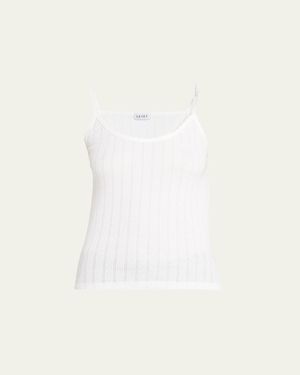 Leset Cotton Pointelle Scalloped Tank Top - Natural