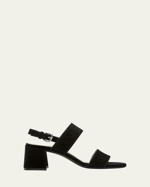 La Canadienne Flemming Suede Dual-Strap Slingback Sandals - Black
