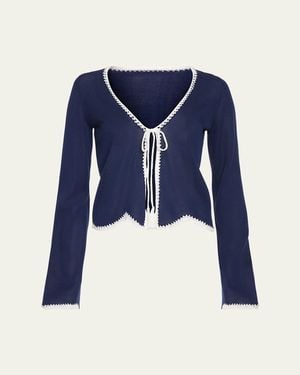 Ramy Brook Tara Crochet-Trim Cardigan - Blue