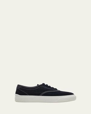 Ferragamo Sunset Suede Low-Top Sneakers - White