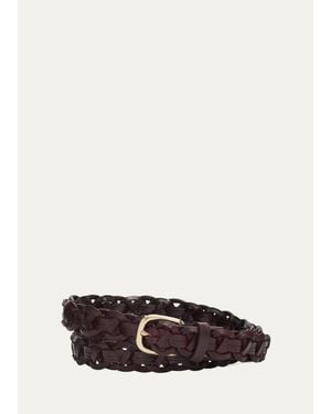 Brunello Cucinelli Braided Leather Belt - White