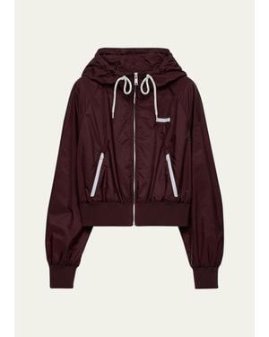 Prada Hooded Drawstring Zip-Up Jacket - Red