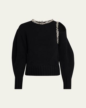 Jonathan Simkhai Monroe Embellished Cut-Out Sweater - Red