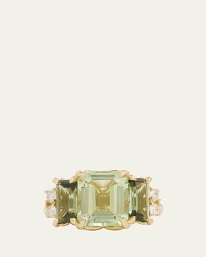 Jamie Wolf 18K Emerald Cut Ring With Tourmaline And Diamonds - Natural