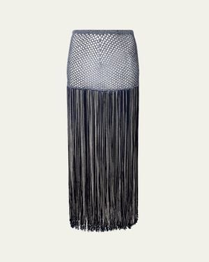 Attersee Palomar Crochet Fringe-Trim Maxi Skirt - Blue