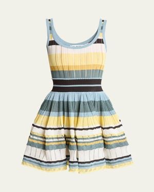 Alaïa Sleeveless Striped Crinoline Knit Mini Dress - Multicolor