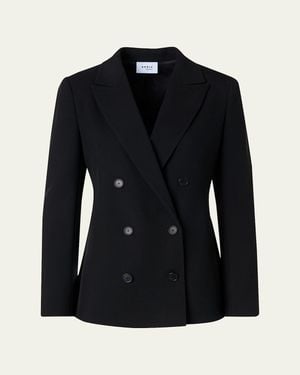 Akris Punto Wool Tricotine Double-Breasted Jacket - Black