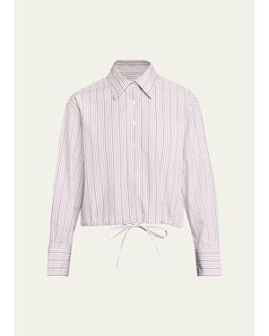 WE-AR4 The Cc Striped Drawstring Cotton Shirt - Natural