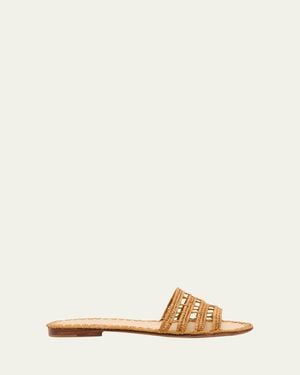 Carrie Forbes Alana Raffia Flat Slide Sandals - Natural
