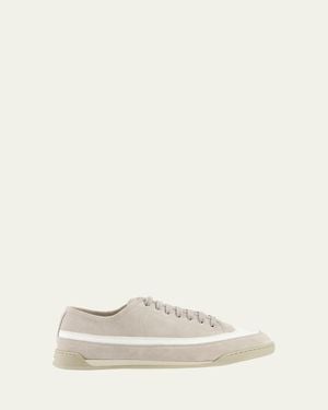 John Lobb Court Mixed Leather Low-Top Sneakers - Natural