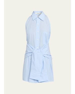 6397 Pinstriped Halter Shirt - Blue