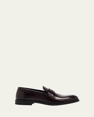 Stuart Weitzman Club Burnished Leather Penny Loafers - White
