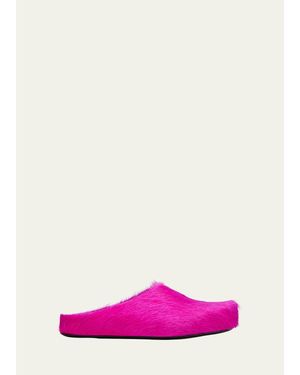 Marni Fussbett Calf Hair Sabot Mules - Pink