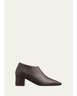 Bougeotte 55Mm Leather Low Heeled Hexagon Booties - Natural
