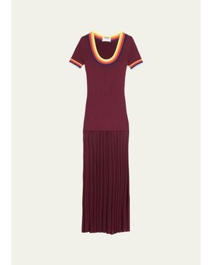 Christopher John Rogers Saucer Neck Short-Sleeve Maxi Dress - Red