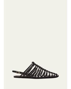 Dries Van Noten Woven Leather Slingback Sandals - White