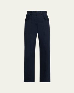 RÙADH The Odette Pintuck Straight-Leg Sateen Pants - Blue