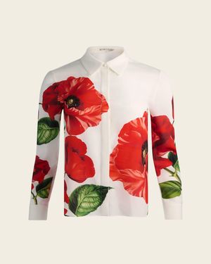 Alice + Olivia Willa Placket Top - Red