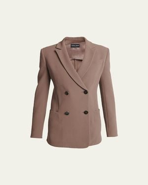 Giorgio Armani Cady Double-Breasted Blazer - Brown