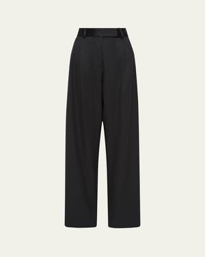 Esse Studios Classico Pleated Straight-Leg Tux Pants - Black