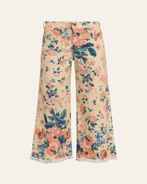 Kobi Halperin Anne Cropped Floral-Print Pants - White