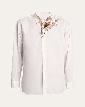 Dries Van Noten Croom Cotton Floral-Graphic Dress Shirt - White