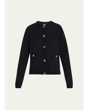 TOTEME Hammered Button Knit Cardigan - Blue