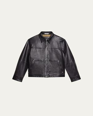 Helmut Lang Bonded Leather Snap-Front Jacket - Black