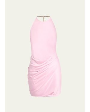 Versace Medusa Chain Satin-Viscose Mini Dress - Pink