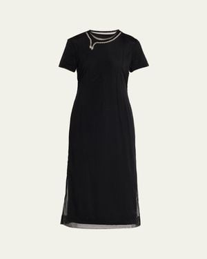 Simone Rocha Layered Liquid Cotton Midi T-Shirt Dress - Black