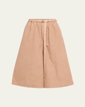 Marni Belted Wide-Leg Crop Pants - Natural